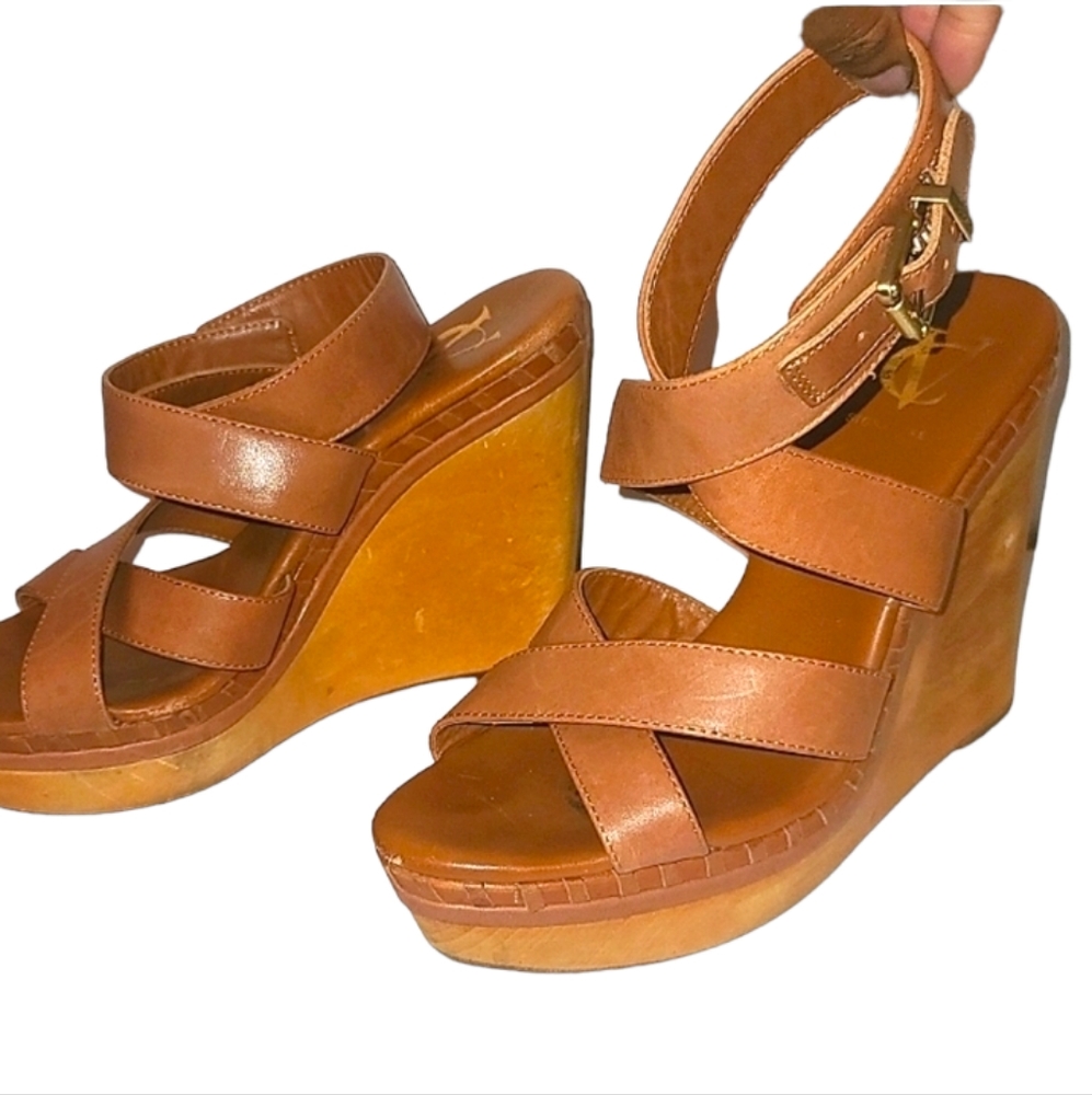 Vince Camuto Strappy Leather Platform Wedges